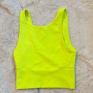 Lulu Power Pivot,  cropped Yellow Ribbed Tank Top. Size 2. Inside tag removed